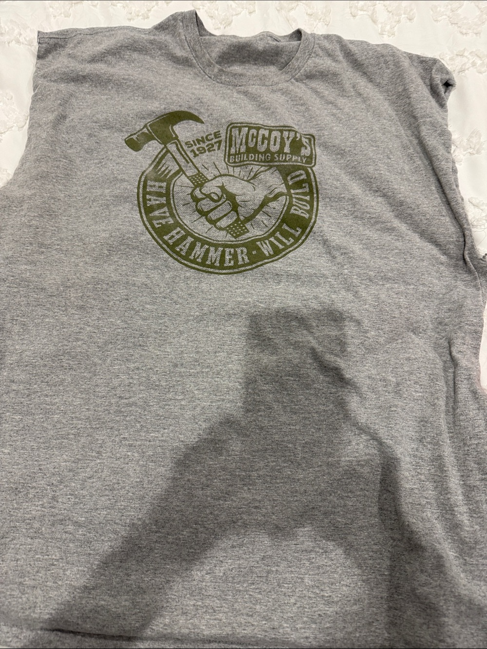 Men’s size XL grey McCoys sleeveless tee shirt